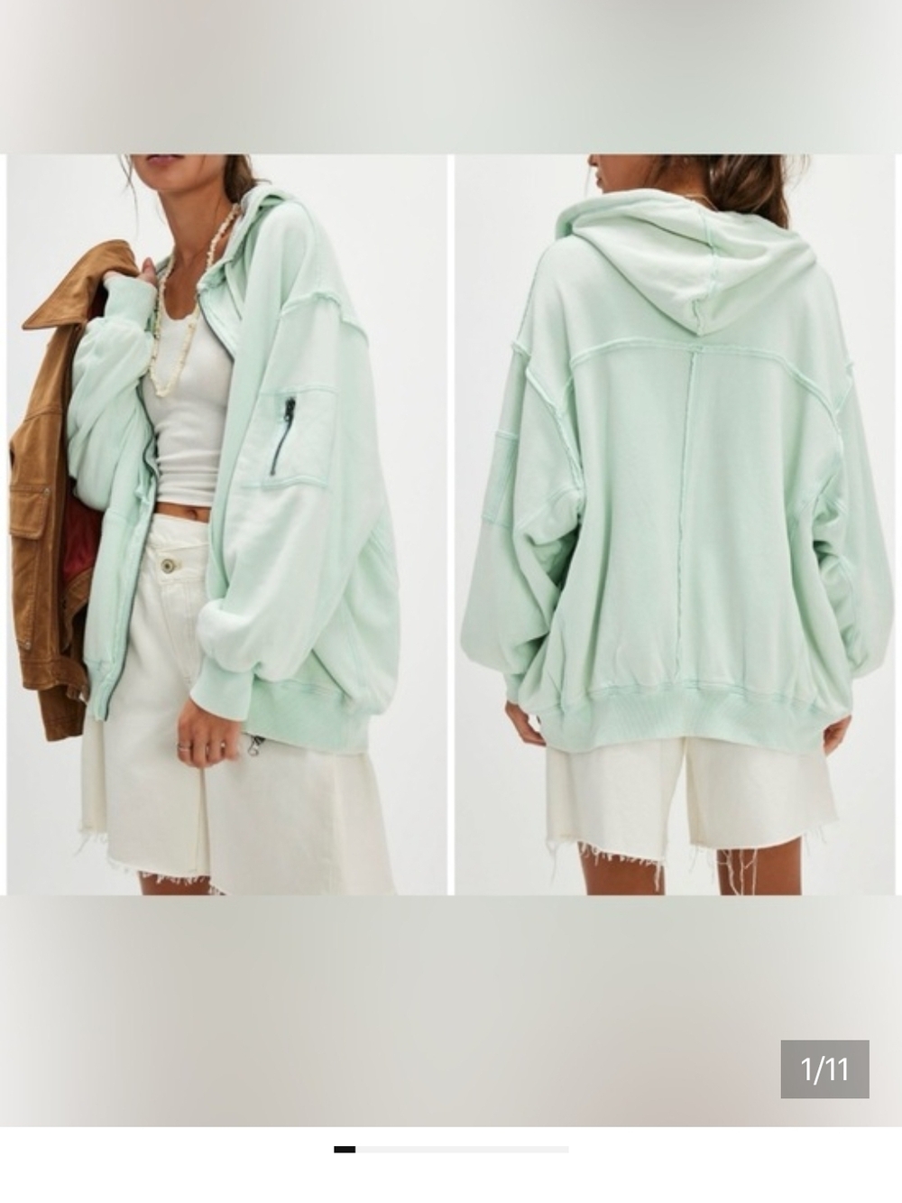 NWOT We The Free By Your Side Lined Hoodie-Opal Blue Mint XL - Picture 6 of 16